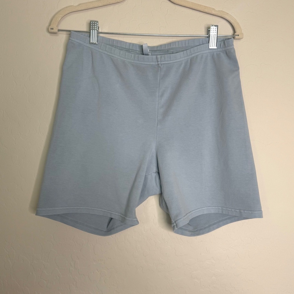 SKIMS Women Cotton Jersey Boxer Shorts XL Light Blue Stretch Loungewear Boho